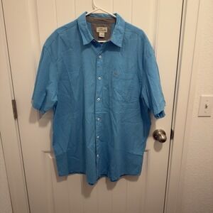 Bob Timberlake Men's Bright Blue Textured Short Sleeve Button Up Shirt Size XL